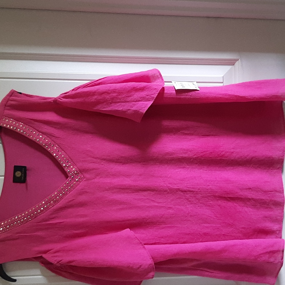 JM Collection blouse Pink Dahlia NWT X-large